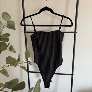 Black Pinstripe Bodysuit